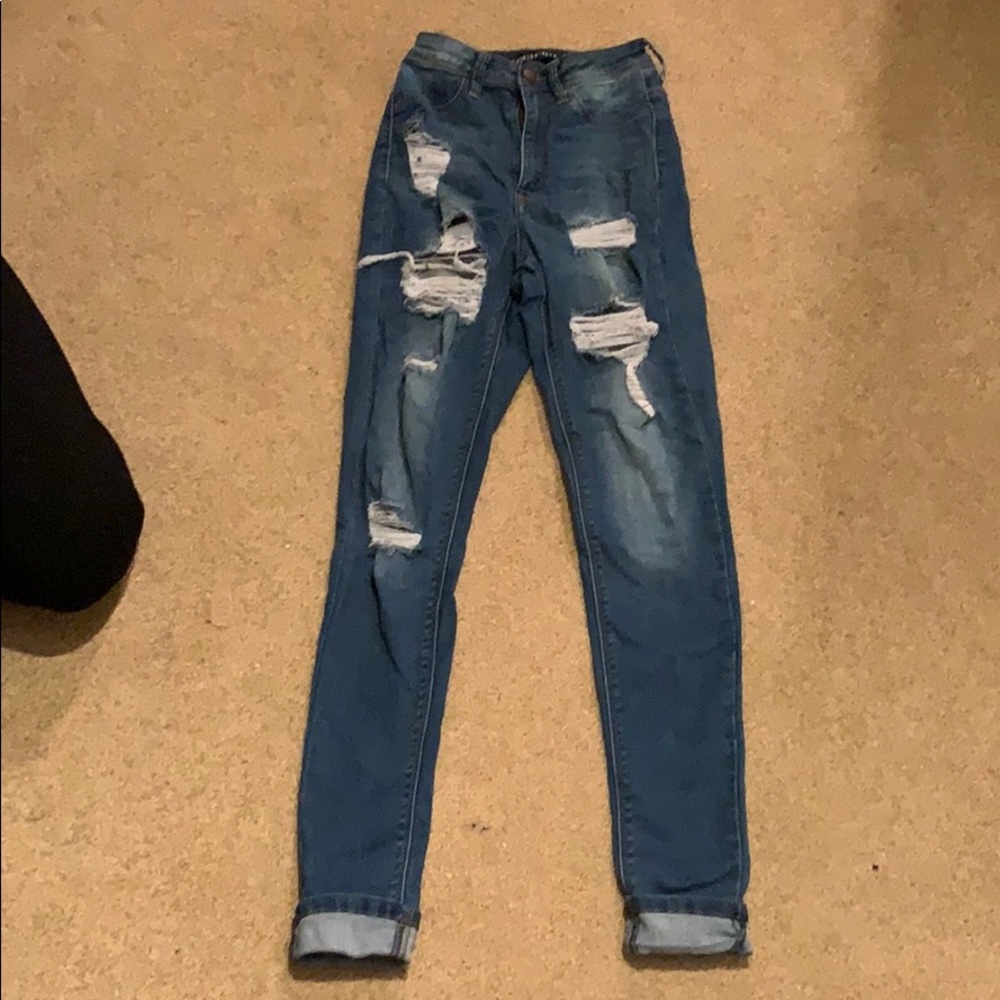 Blue demon Fashion Nova distressed jeans